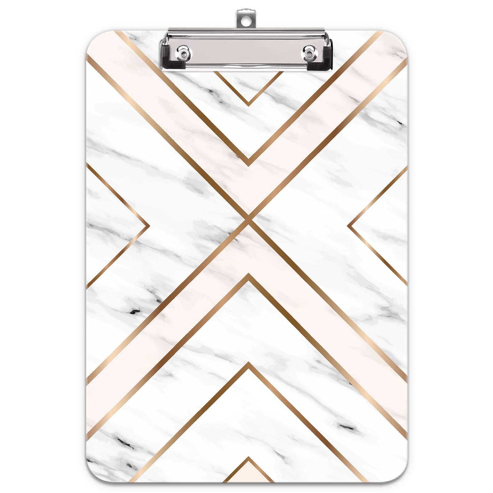 Hnogri Plastic Clipboard A4, Fashion Design A4 Letter Size Clipboards & Forms Holders for Office Supplies Lawyers,School Students and Kids, Low Profile Clip Cute Clipboard Folder, Gold Line — image 1