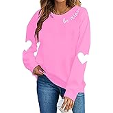FLOYU Valentine Sweatshirt for Women - Be Mine Lover Heart Graphic Pullover - Romantic Valentine's Day Sweater