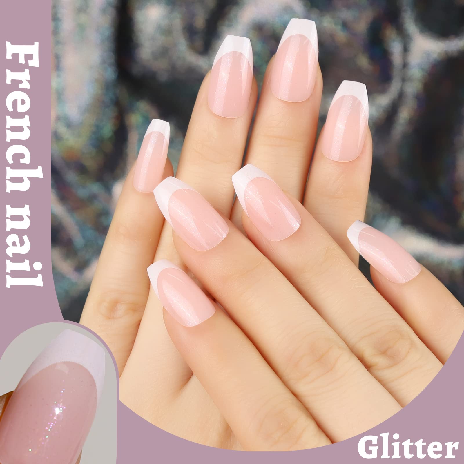 Teenitor Press on Nails,288PCS Matte Press on Nails Medium Length, Acrylic Fake Nails Full Cover, Ballerina Coffin Press on Nails,Glitter Press On False Nails - Image 3