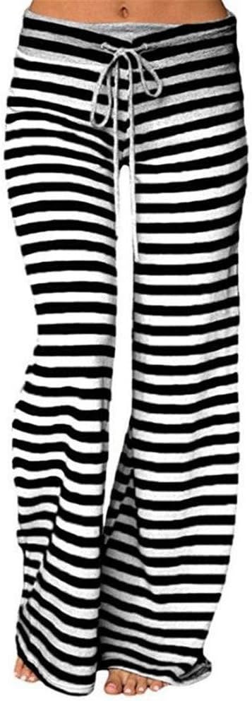 Women Pants Women Striped High Waist Elastic Loose Wide Leg Trousers Dancing Yoga Pants