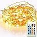 Remote Control LED String Lights 49ft 150 LEDs GRDE Dimmable Copper Wire Lights Festival Decorative Lights for Party, Patio, Deck (1 Pack, Warm white))
