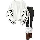 WDIRARA Women's Bow Oversized Sweatshirt Y2k Crew Neck Long Sleeve Pullover Tops