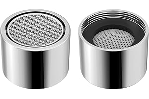 MIOUAK Faucet Aerator Female, Bathroom Sink Aerator, Chrome Brass Shell 55/64in 22mm Faucet Filter with Gasket for Kitchen Bathroom Silver(2 Pcs)