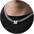 DuoDiner Easter Basket Stuffers Gifts-Initial A-Z Cuban Link Chain Necklace for Men Boys Women Letter Pendant Stainless Steel 6.5mm 18+2 Inches,Graduation Easter Gifts for Kids Boys Men Teens