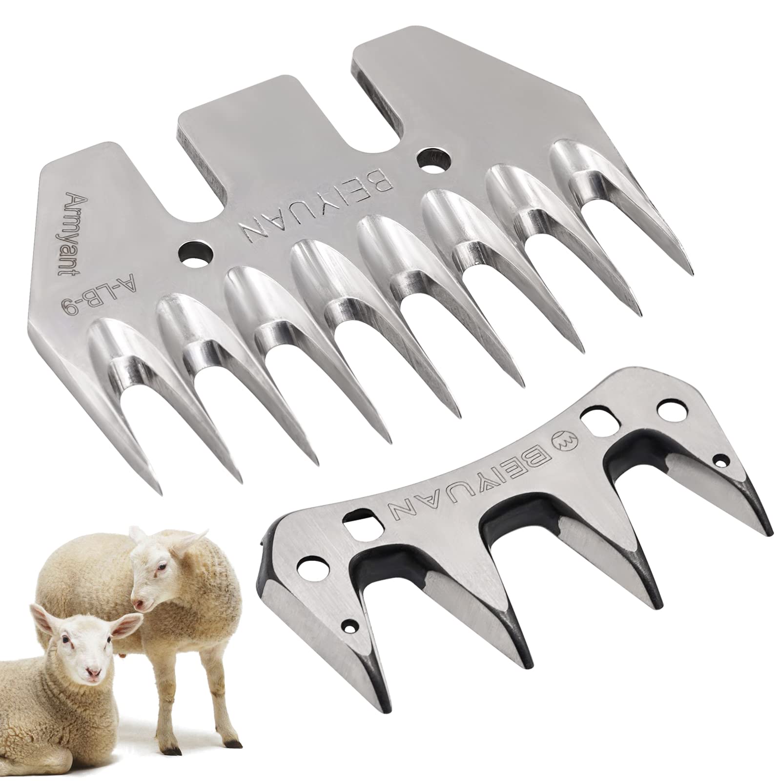 MUALROUS 9 Teeth Straight Sheep Shearing Blade and Combs Replacement Goat Clipper Blades for Electric Wool Scissors Shear Cutter Animal Hair Shearing (9 Teeth Straight)