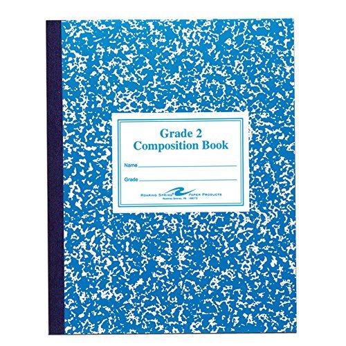 Roaring Spring Grade School Ruled Composition Book, 5 Pack, Blue (Grade 2) 9.75" x 7.75" 50 Sheets, Flexible Marble Cover, (77931)