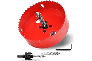 YEUTTYX 4-1/4"丨108mm Hole Saws with Heavy Duty Arbor HSS Bi-Metal Hole Cutter Drill Bit for Wood Cornhole Boards Plastic Drywall Metal Fiberboard(Red)