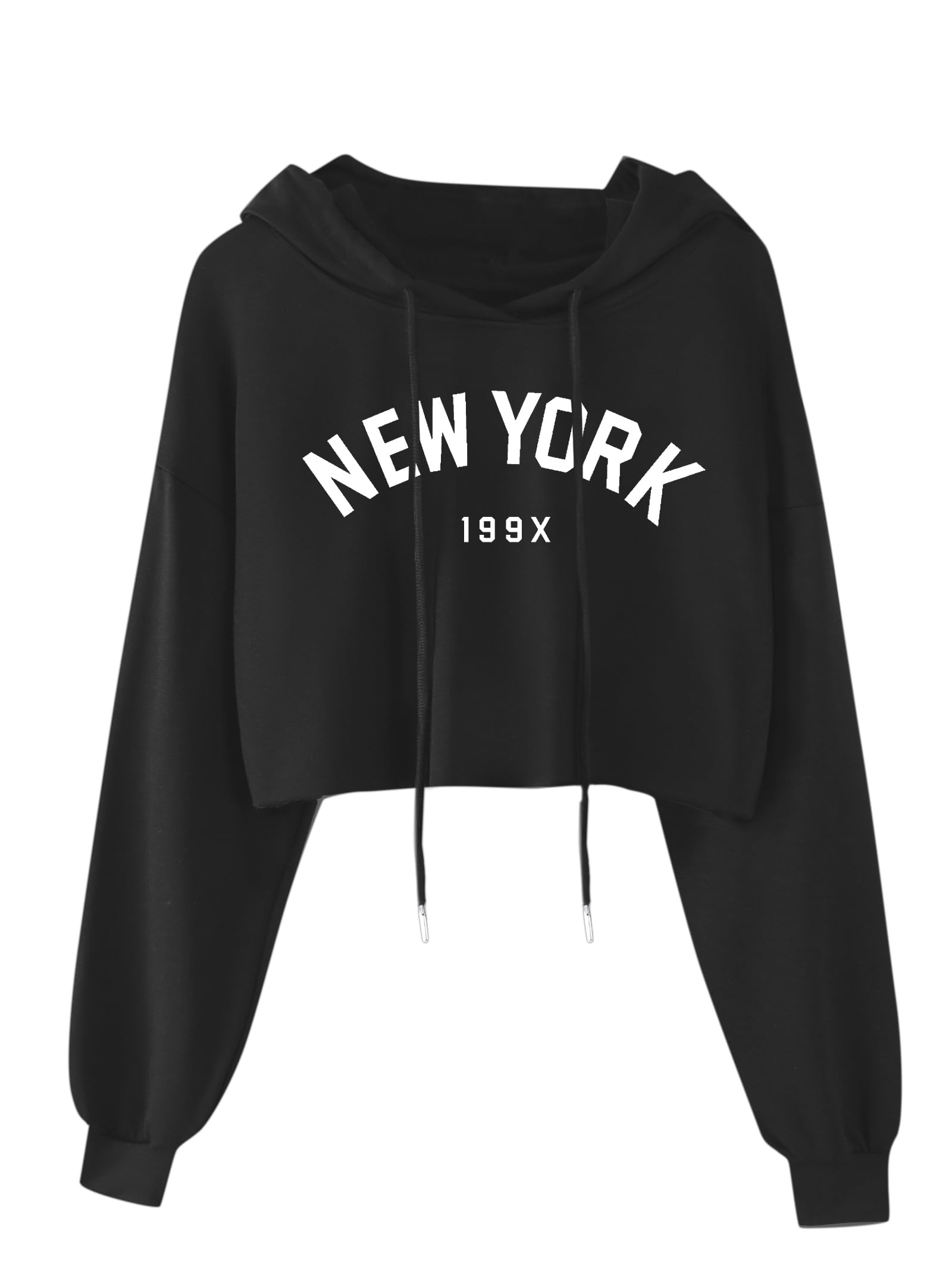 Photo 1 of ***CORRECT ITAM****Hilinker Women's Graphic Cropped Hoodies Pullover Casual Cute Long Sleeve Workout Tops Black Medium