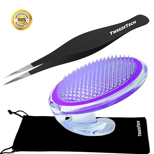 Exfoliating Brush and Tweezers to Treat and Prevent Razor Bumps and