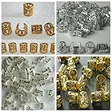 Mixed Dread Lock Dreadlocks Gold and Silver Plated Beads Metal Cuffs Hair Decoration Filigree Tube 6mm 24 Pcs