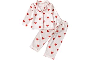 QIYLII Toddler Baby Kids Satin Pajamas Set, Long Sleeve Button-Down Sleepwear PJs for Girls