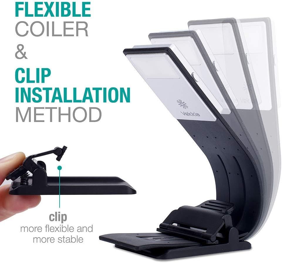 Vekkia Bookmark Book Light, Clip on Reading Lights for Books in Bed, Infinite Brightness Levels, Soft Light Easy for Eyes, Built-in USB Cable Easy Charge. Perfect for Avid Readers - - 
