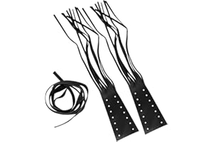 Wakauto Motorcycle Leather Handlebar Grips, 1 Pair Handlebar Grips Tassel Motorcycle Universal Fashion Faux Leather Handle Cover Grips Fringe Lever Cover for Gift Decor