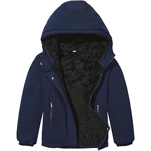 HOOD CREW Boy’s Winter Coats Warm Fleece Lined Jackets Hooded Windproof Outerwear for Kids