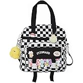 Kawaii Japanese Messenger Bag Cute School Bags Multifunction Laptop Backpack,Shoulder Bag Backpacks Travel Plaid Totes