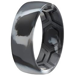 ThunderFit Men's Patterned Silicone Rings, 8mm Wide