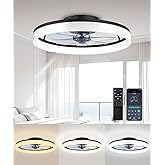 AQUBT Ceiling Fans with Lights and Remote, 20" Modern Low Profile Ceiling Fan, 6-Speed Quiet Reversible Motor, Flush Mount LE