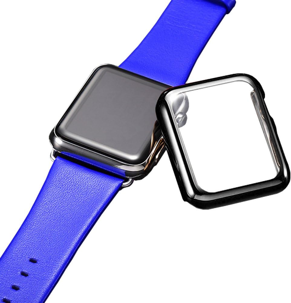 Apple Watch Case, FIVEFISH Ultra Lightweight Thin Clear PC Full Coverage Plated Case for Apple Watch (Bright Black 42mm)