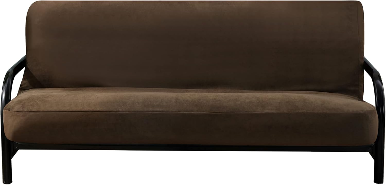 Slipcovers - OctoRose Full Size 54x75x8inch 3 Side Zipper Classic Soft Micro Suede Futon Cover/Slipcover/Sofa Day Bed Mattress Cover Couch Protector (Cover ONLY) (Chocolate Brown )