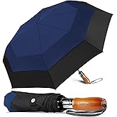 Lejorain Large Compact Golf Umbrella - Oversized Auto Open Close Folding Golf Umbrella Travel 210T Dupont Teflon Coated Vented Windproof Double Canopy for Women Men