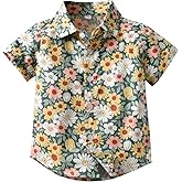 BACKID Toddler Boy Hawaiian Button Down Shirts 3T 4T 5T Kids Floral Short Sleeve Summer Beach Clothes