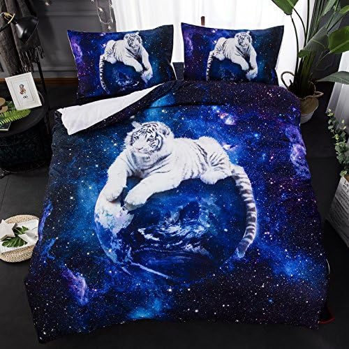 Amazon Com Suncloris Galaxy White Tiger 3pc Bedding Sheet Set