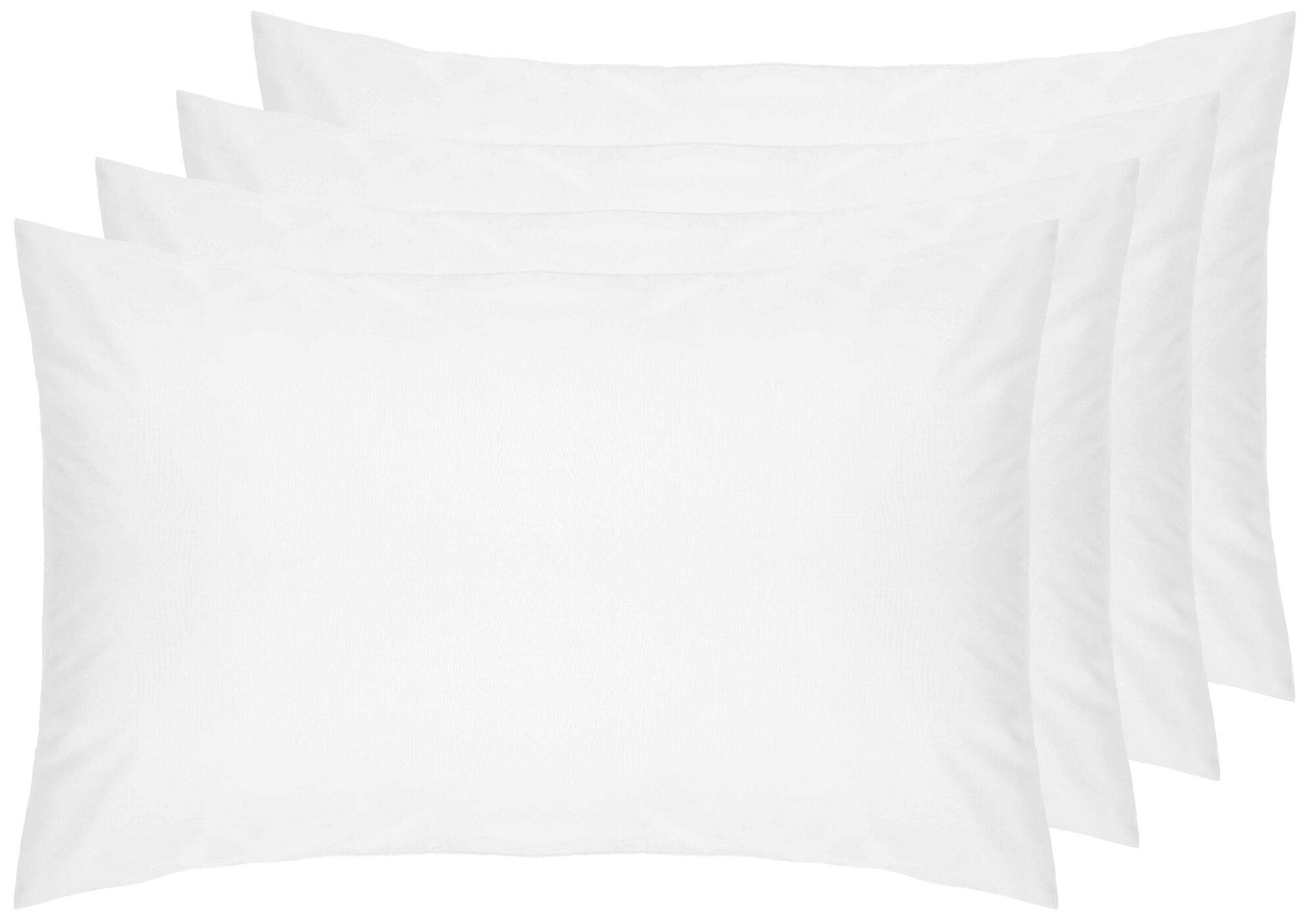 Belledorm 4 PACK White Pillowcases, 7 Year Guarantee, 200 Thread Count Percale (Housewife)