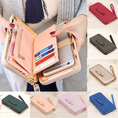 Large Capacity Women Bowknot Wallets Bow Tie Pocket Long Section Zipper Purse Phone Card Holder Clutch Wristlet Black one size
