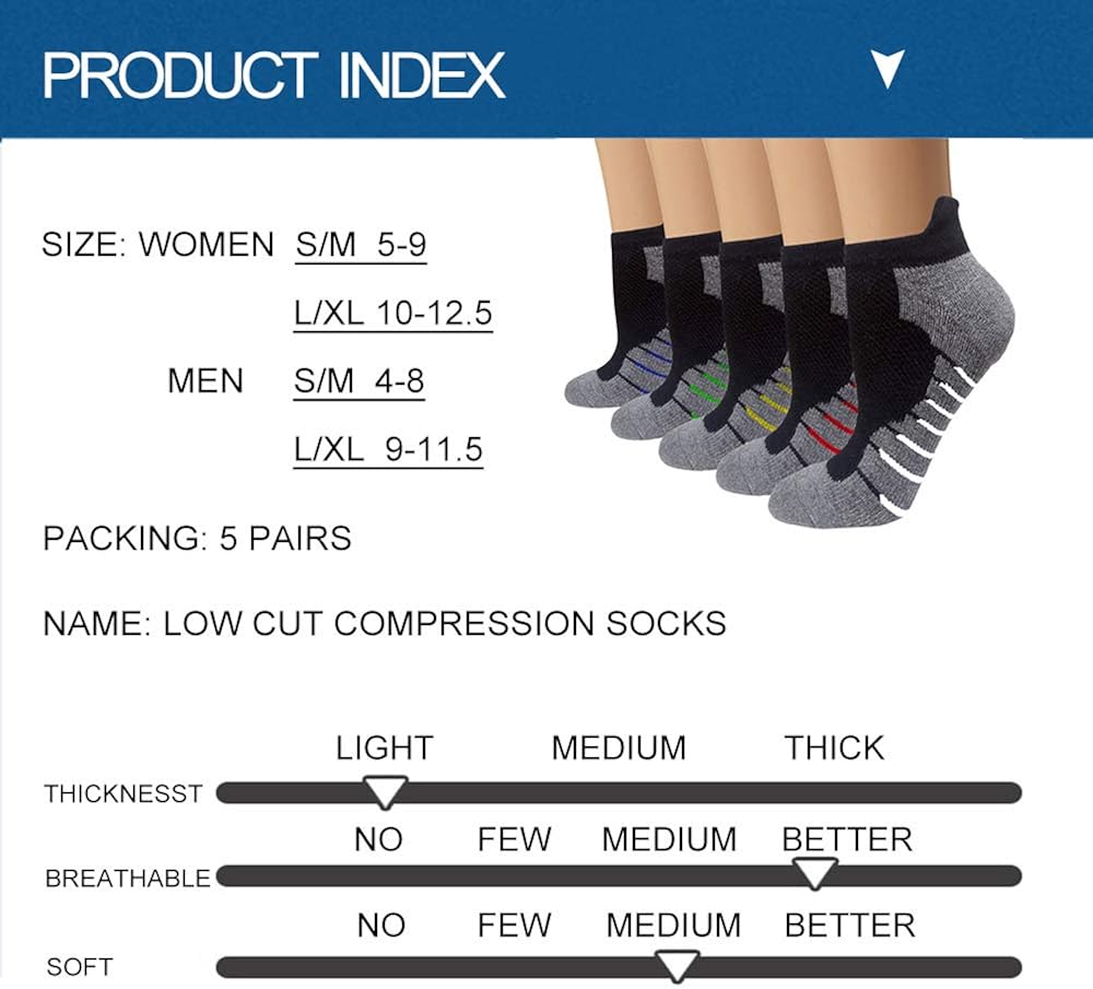 3/5/8 Pairs Copper Compression Ankle Socks Women & Men Sport Plantar Fasciitis Arch Support - Best For Athletic &Travel : Clothing