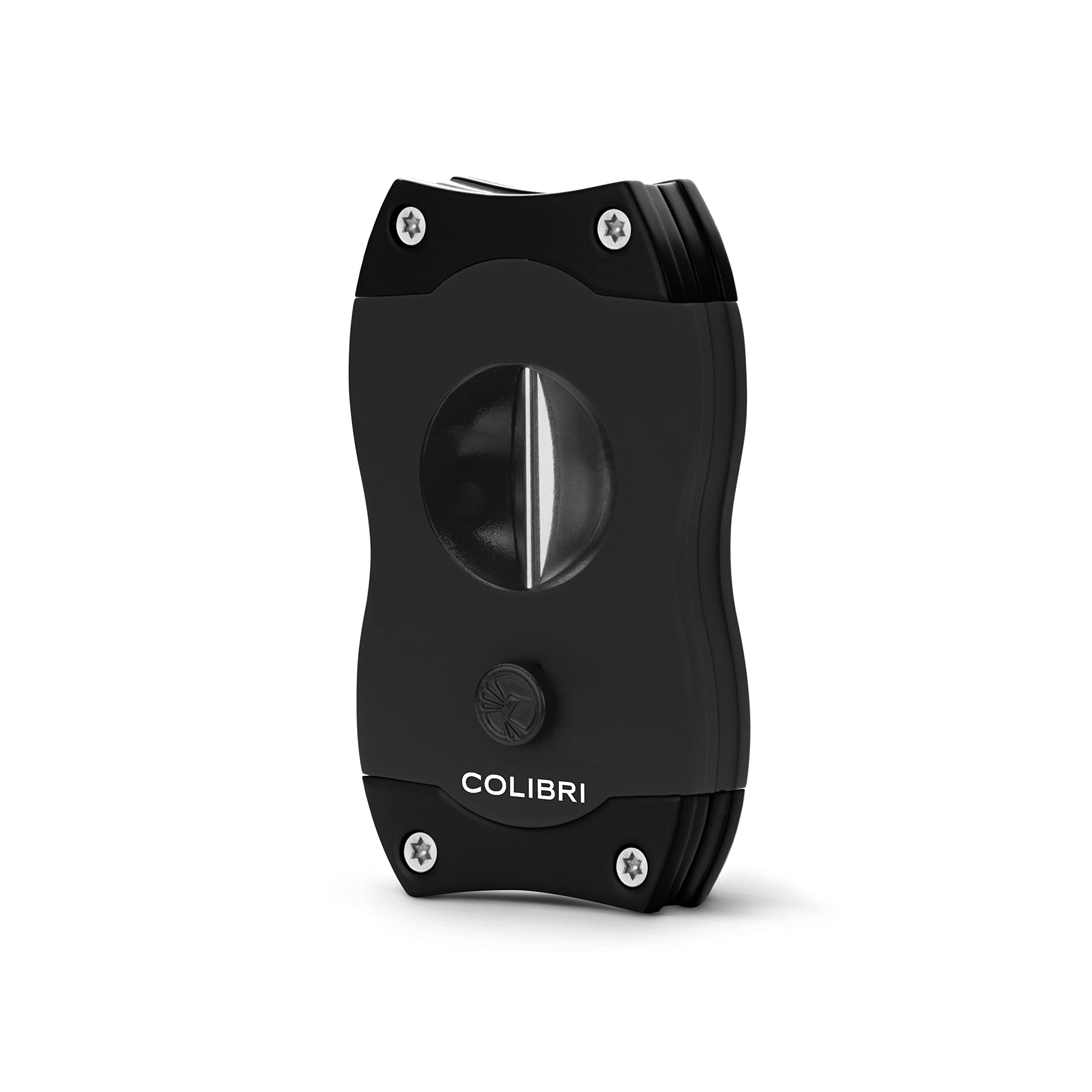 Colibri V-Cut Cigar Cutter| Black |Spring Loaded Release - Deep 7mm V Cut - Up-to 60+ Ring Gauge Cigars - Ergonomic Design