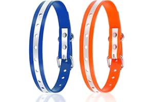 PetJoy Dog Collars Strap, Replacement Collar for Shock Reflective Collar, Adjustable Classic Dog Collar Strap for All Varieties Small Medium Large Dogs (Blue & Orange)