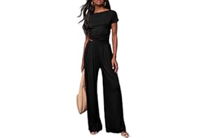 DISCIPBUSH 2 Piece Sets for Women Summer Crop Tops, Wide Leg Palazzo Pants Matching Lounge Sets for Women Vacation Outfits
