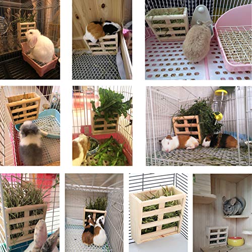 Rabbit Hay Feeder Guinea Pig Hay Rack Wooden Hay Holder for Small Pets