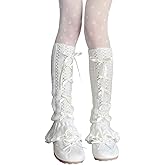 SherryDC Girl's Cute Knit Leg Warmers Kawaii Bowknot Ruffled Trim Knee High Leg Sleeve Socks Women