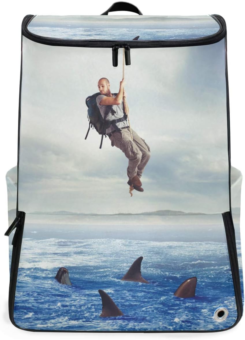 CANCAKA 19" Backpack Explorer Frightened By Hungry Sharks Under bag