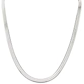 Savlano 925 Sterling Silver 7mm & 8.5mm Herringbone Flat Snake Magic Chain Necklace for Women & Men with a Gift Box - Made in Italy