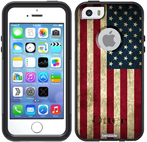 iPhone 5 5S Black OtterBox Commuter Series Customized CasesTM Custom Case USA US American Flag