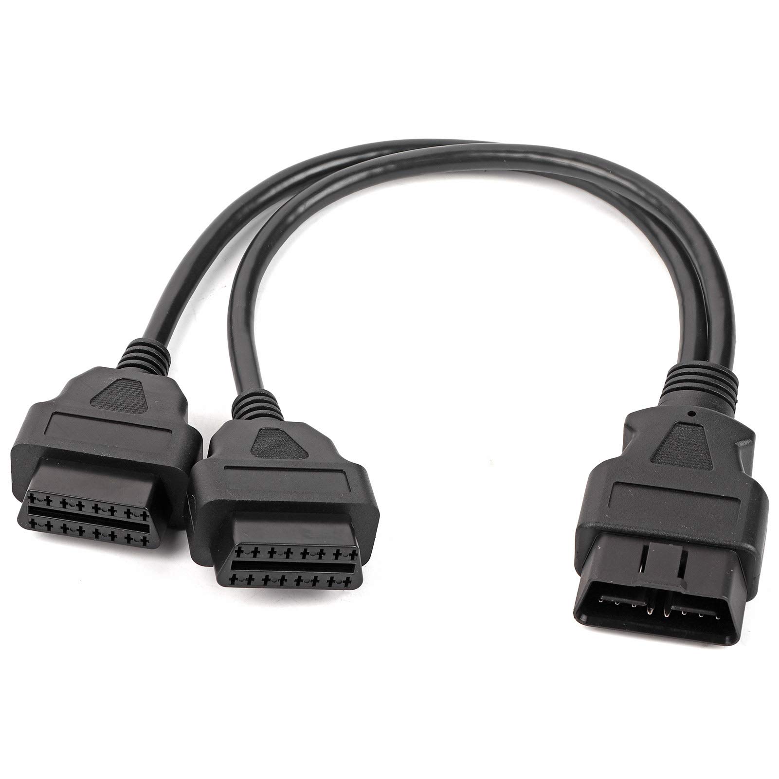 Qiilu OBD2 Extension Cable, Car 16 Pin OBD2 OBDII Male To Dual Female Y-Splitter Adapter Extension Cable Diagnostic Tool