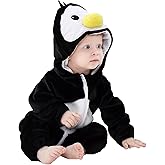 DarkCom Unisex Baby Penguin Costume Animal Onesie Toddler Hooded Romper Halloween Kids' Christmas Pajamas