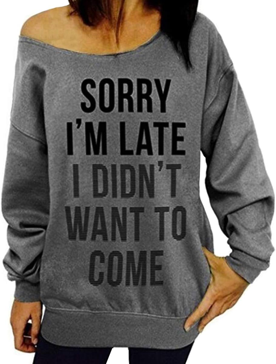 DutebareWomen Off Shoulder Sweatshirt Slouchy Shirt Long Sleeve Pullover Tops