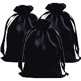 Gbateri 50pcs Black Satin Bags with Drawstring, 4x6 Inches Drawstring Gift Bags, Party Favor Bags Drawstring Pouch for Baby Shower, Bridal Shower, Christmas, Party Supplies, Candy, Jewelry Bags