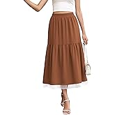 Witsmile 2025 Flowy Skirts for Women Below Knee High Waist Skirts for Women with Pockets Vacation Wardrobe