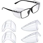MELASA Safety Glasses Side Shields for Glasses, Slip on Clear Eye Glasses | Soft &amp; Safe TPU Material, Lightweight Side Shields for Prescription Glasses, Fits Small to Large Eyeglasses Easy to Install