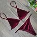 Women's 2 Pieces Pantie Triangle Bikini Sets Strappy Cami Bikini Burgundy L