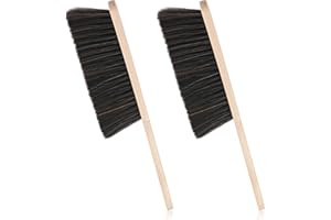 2 Pieces Woooden Dust Brush Hand Broom, Bench Brushes with Bristles, Handle Hair Brushes for Counter Bed Sofa Car Fireplace H