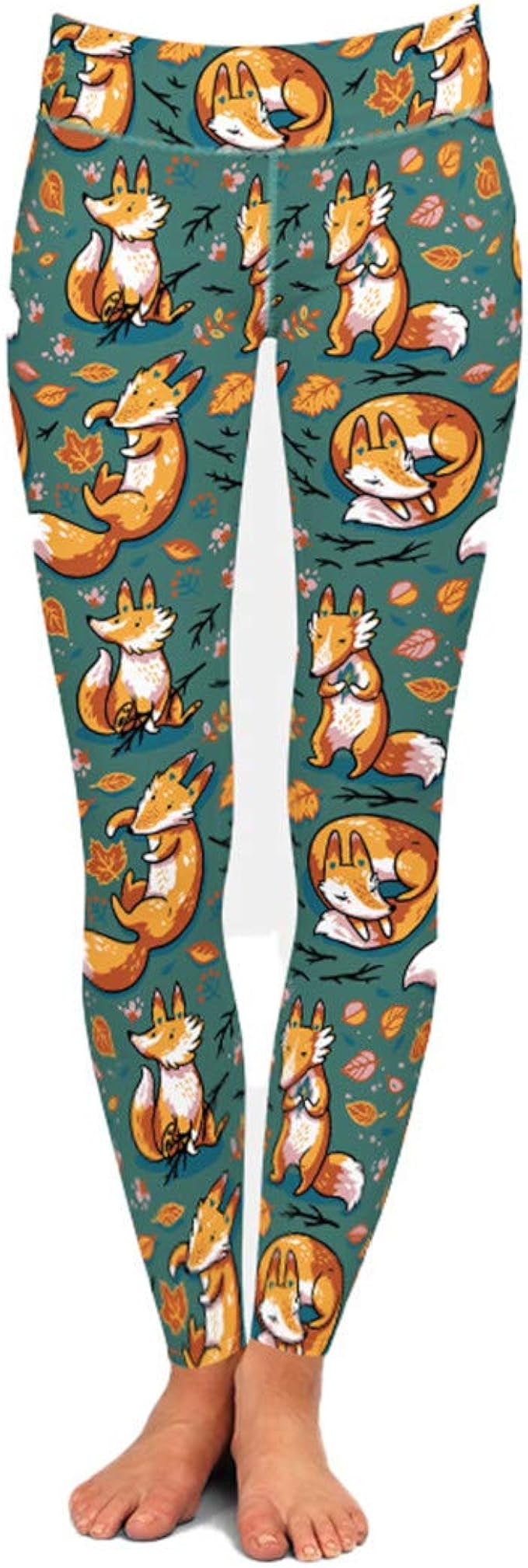 Digital Printing Fox Leggings High Waist Elastic Trousers
