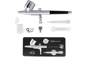 SAGUD Airbrush Kit Dual-Action Gravity Feed Air Brush Gun with 0.3mm and 1/3 oz. for Hobby, Models, Art, Tattoo, Nail Art, Cake