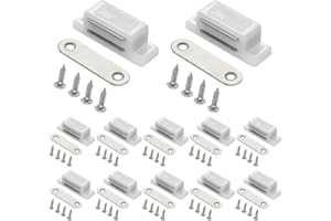 SHRJ 12 Pack Cabinet Magnets Magnetic Door Catch for Kitchen Bathroom Cupboard Wardrobe Closet Closures Cabinet Door Drawer Latch 15 lbs Screws Included (White)