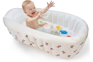 UNEEDE Inflatable Bathtub for Toddlers, Portable Baby Tub with Built-in Air Pump, Anti-Slip Design with Big Drain, Perfect for 0-6 Months Newborn and up, Ideal for Home Travel & Beach