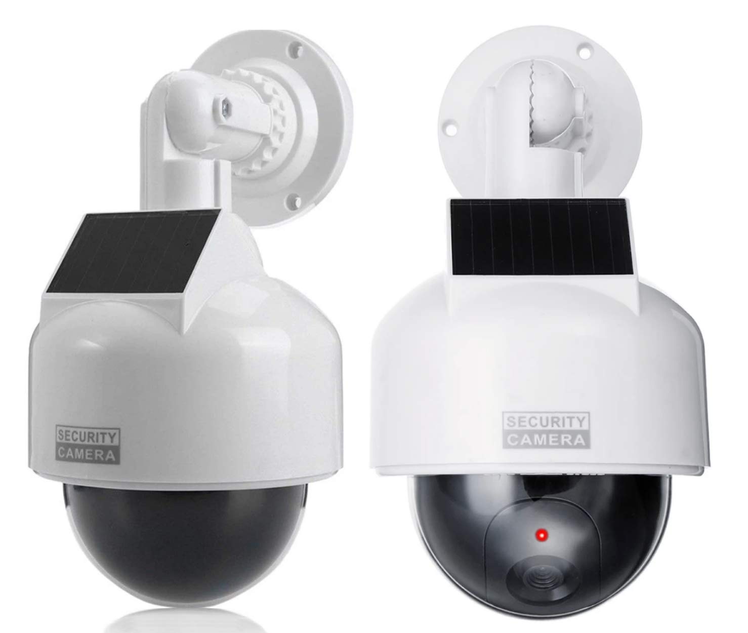 Professional Speed Dome Solar Security Cameras Dummy Outdoor Cameras Dummy Camera with Lens Cable and Blinkled Video Surveillance Goods Security Pack of 2